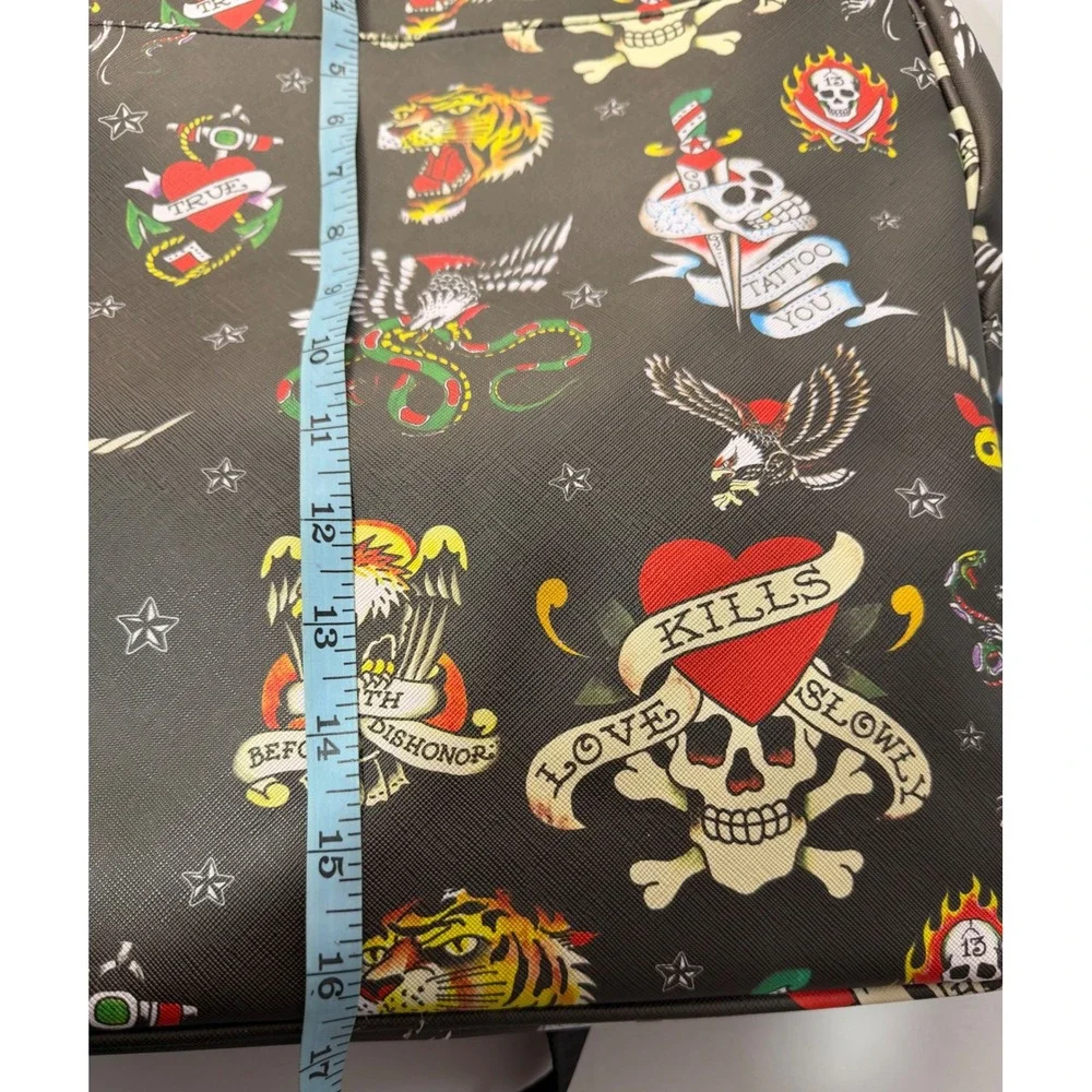 Ed Hardy Tattoo Flash Print Backpack Black Tiger Skull Eagle NWT